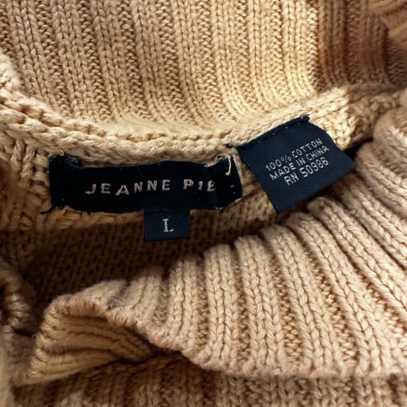 Jeanne Pierre Large Yellow Mixed Cable Knit Cowl Neck Sweater Pullover Sweater. - Picture 6 of 14